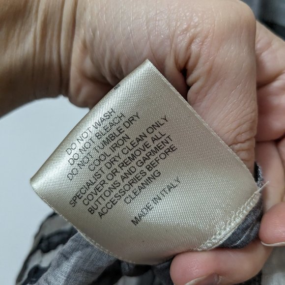 Burberry Beat Check Sheer Short Sleeve Ruffle Top Grey Black Size 6 - Picture 7 of 7